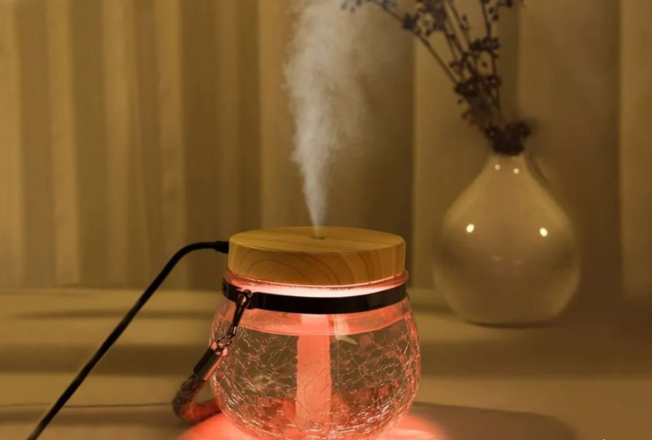 Umidificator USB din sticlă, Difuzor de Arome și Lumină Ambientală RGB, 400 ml, Design Modern și Compact