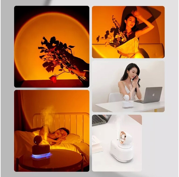 Umidificator Ultrasonic cu Lampă Videografică și Efect Apus, 300 ml, Aromaterapie și Design Modern, ANDOWL (RD-E289)