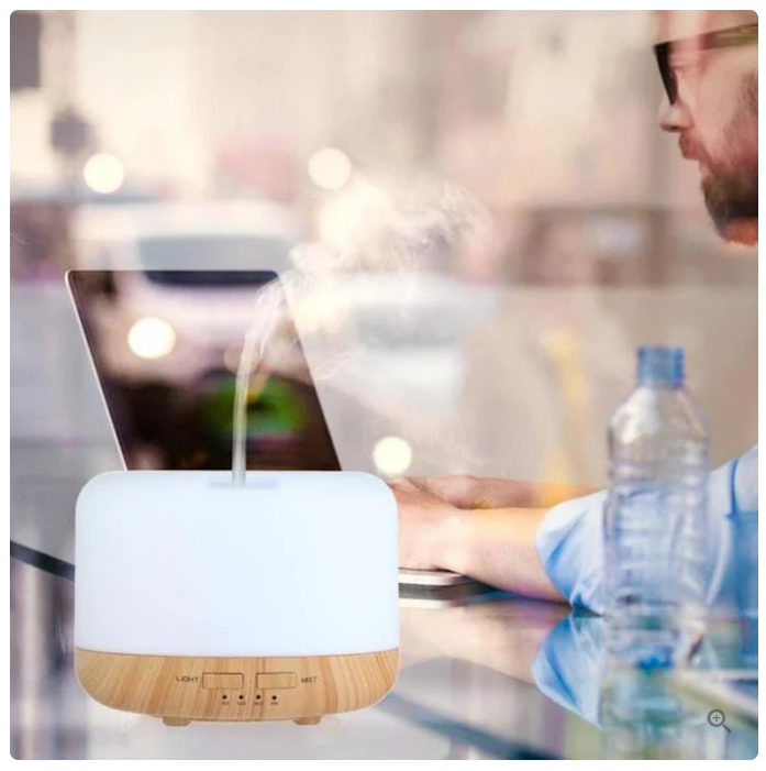 Difuzor Uleiuri Esențiale și Umidificator, Aromaterapie, 300ml, Lumini LED Multicolore, Design Stejar, Andowl Q-T62
